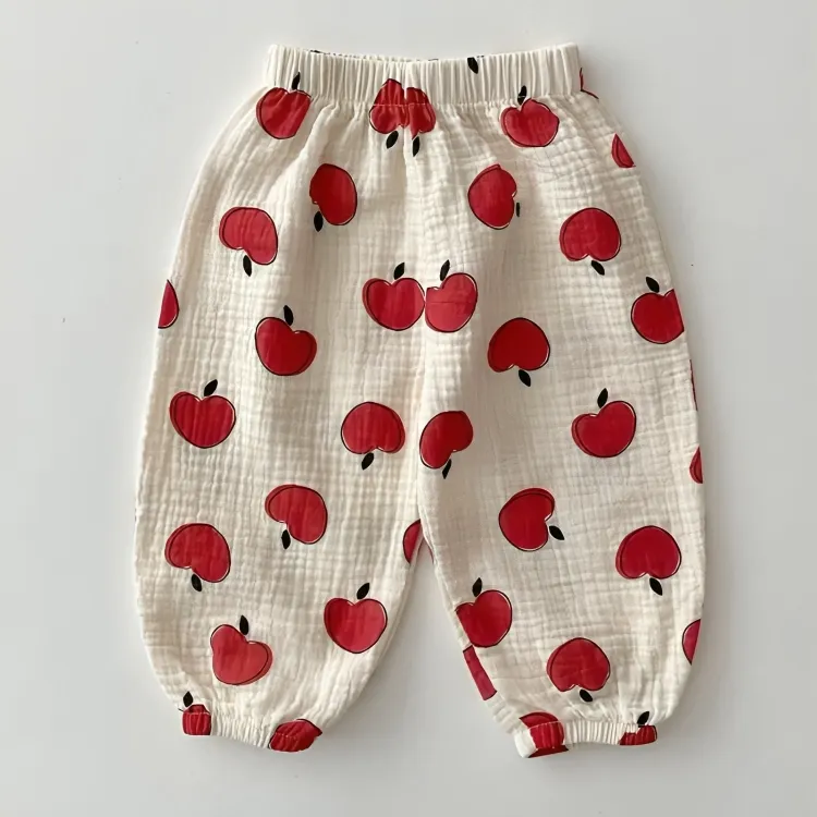 Linen Sweet Print Girls Trouser Pants