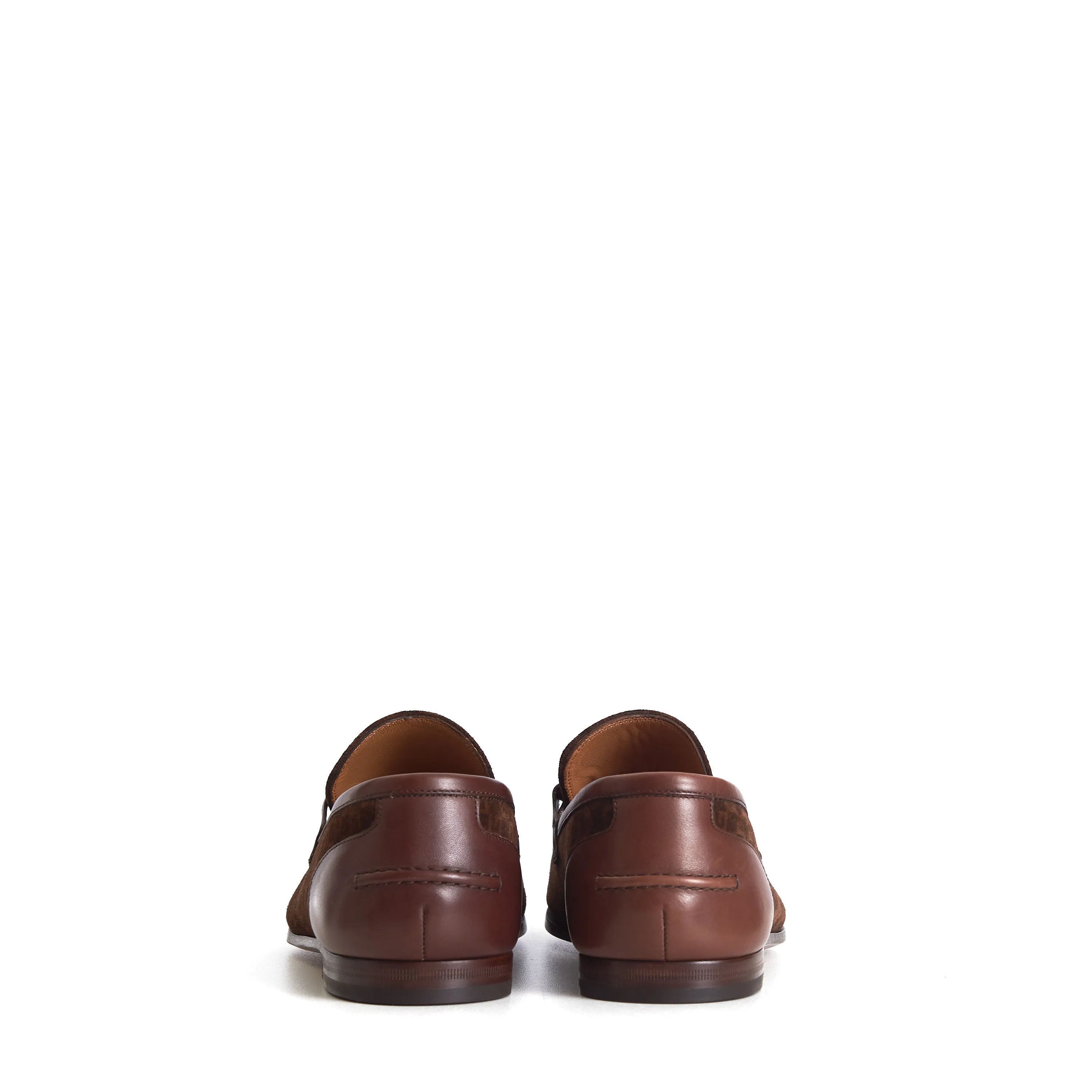 Men's Dark Brown Suede & Leather Loafers - Horsebit, Interlocking G Pattern