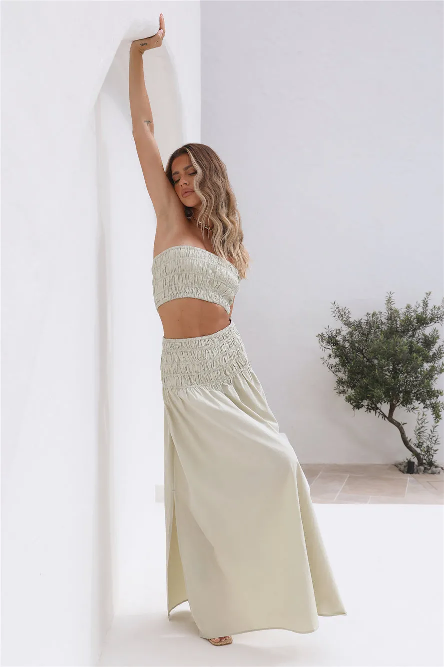 NUDE LUCY Oasis Poplin Maxi Skirt Eucalyptus