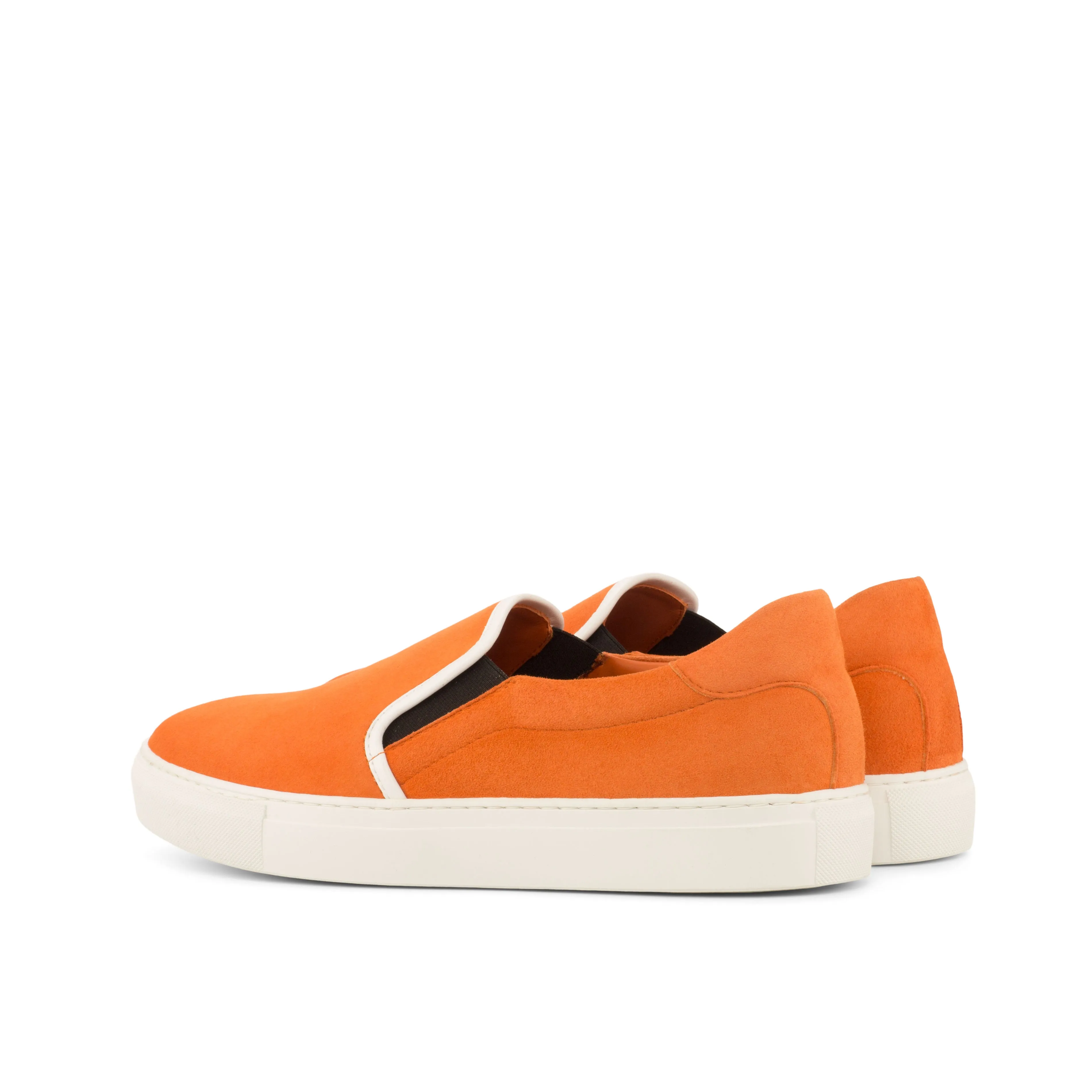 Orange Suede Slip-On Sneakers