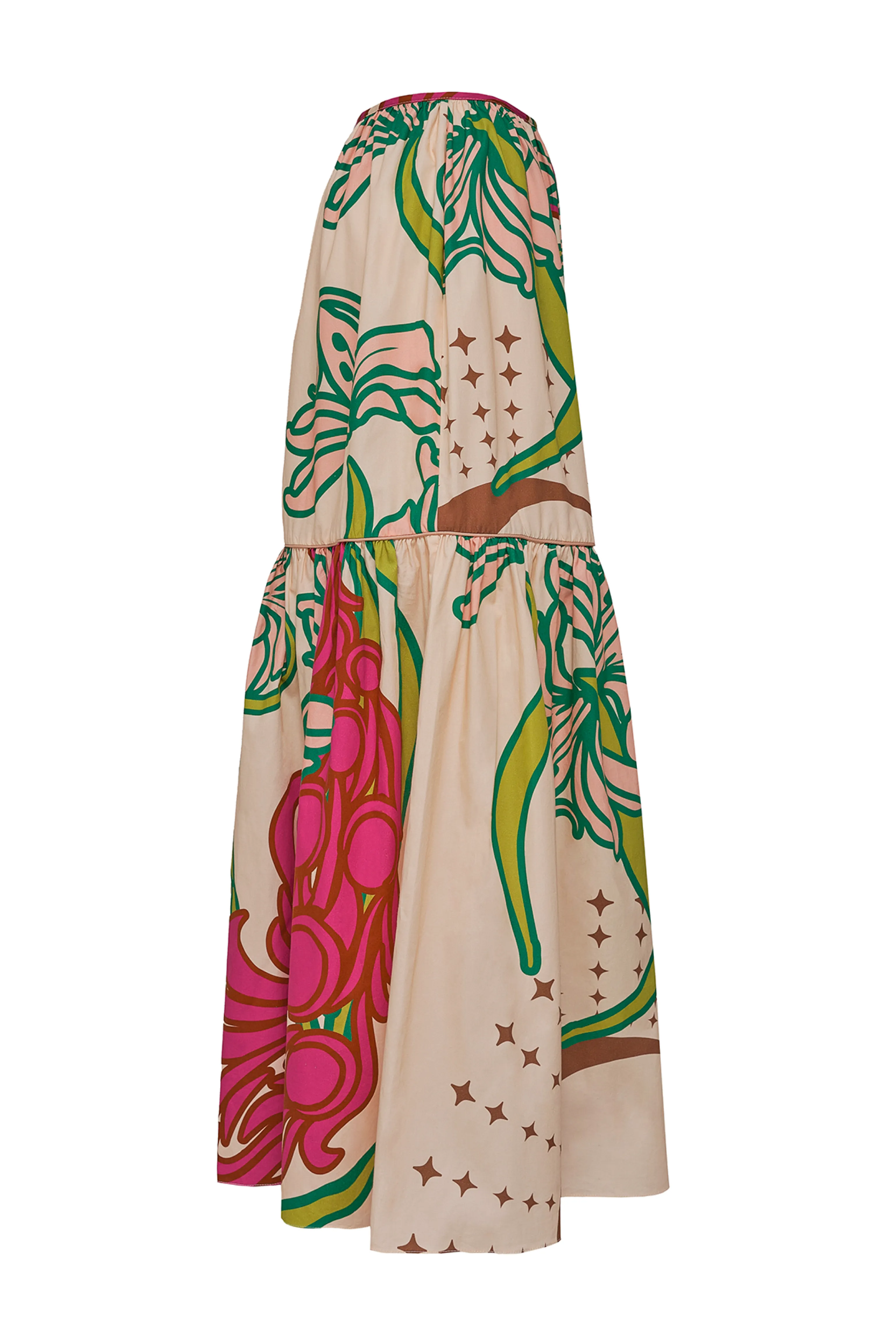 Ornella Cotton Maxi Skirt / Beige Moon Garden