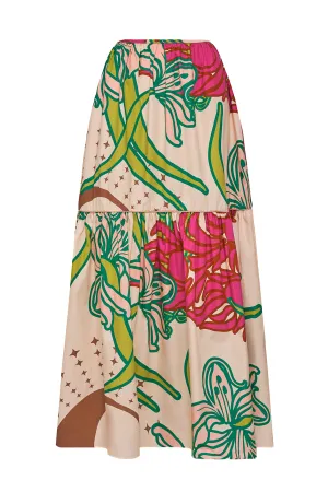 Ornella Cotton Maxi Skirt / Beige Moon Garden