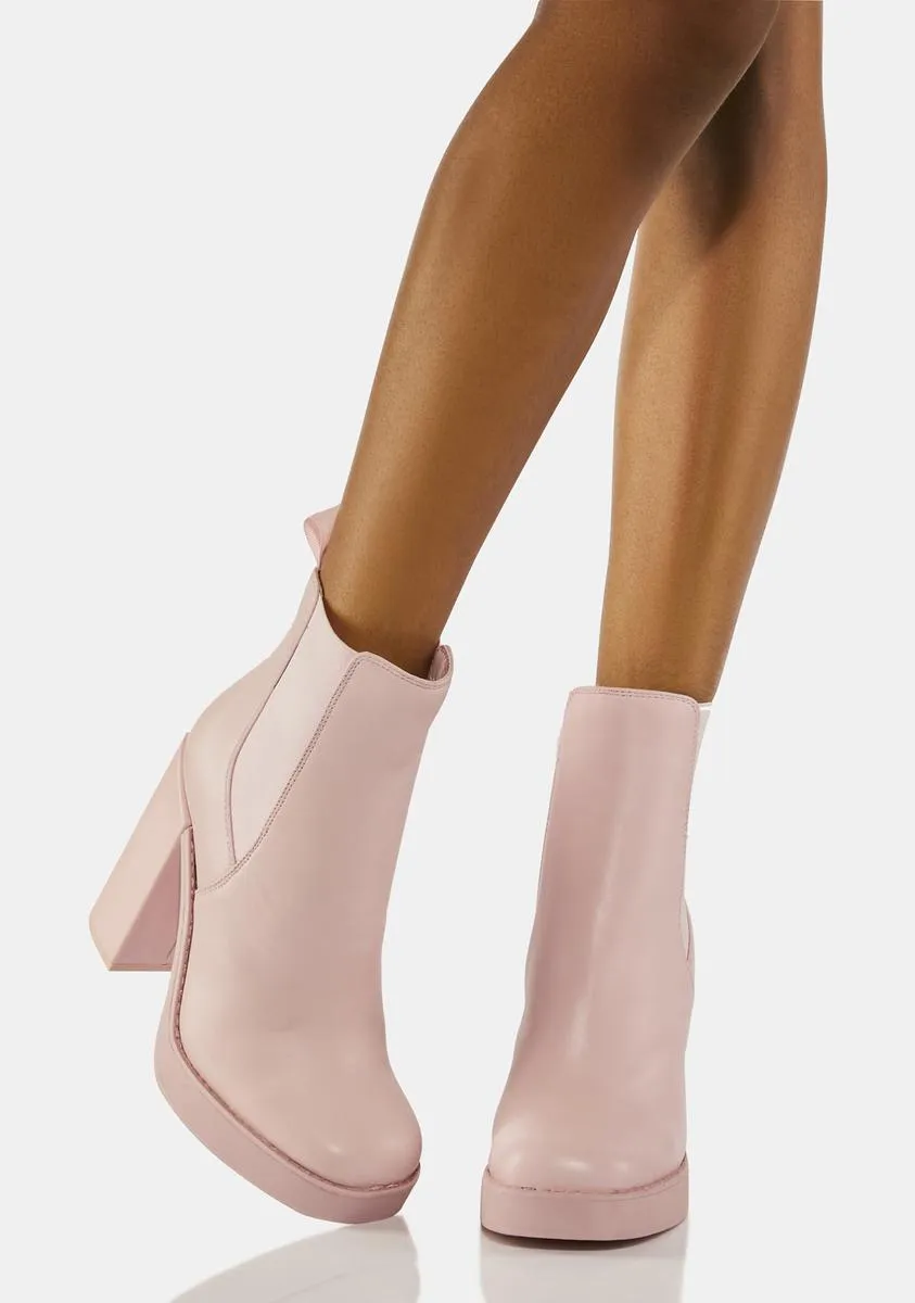 Pink Triple Leather Chelsea Boots