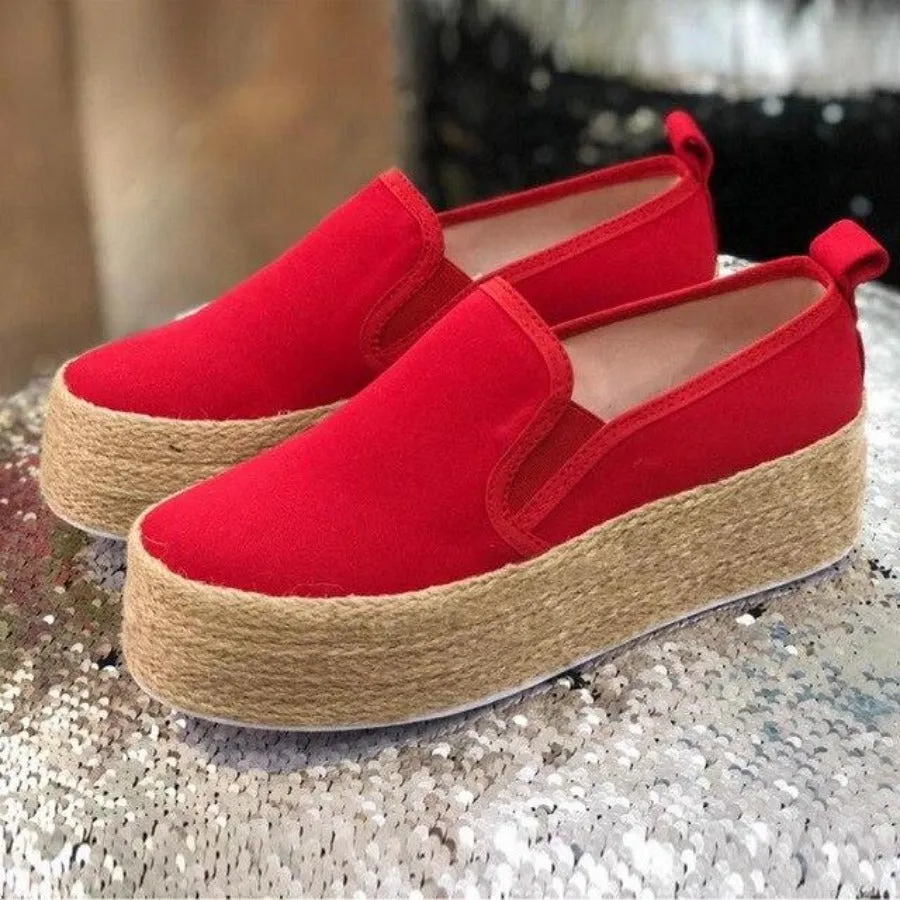 Platform Slip On Flats Leather Suede Sneakers