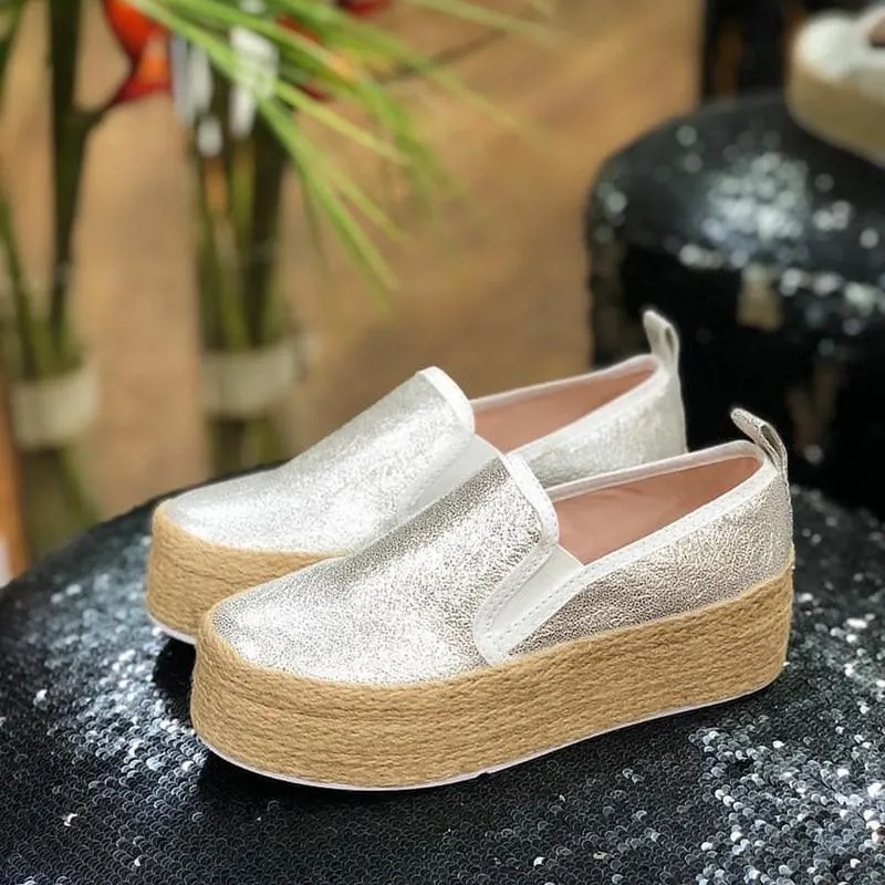 Platform Slip On Flats Leather Suede Sneakers