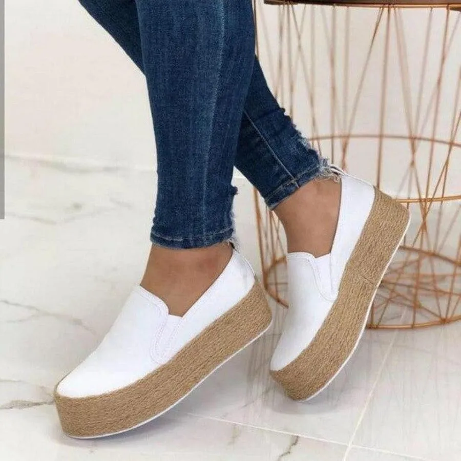 Platform Slip On Flats Leather Suede Sneakers