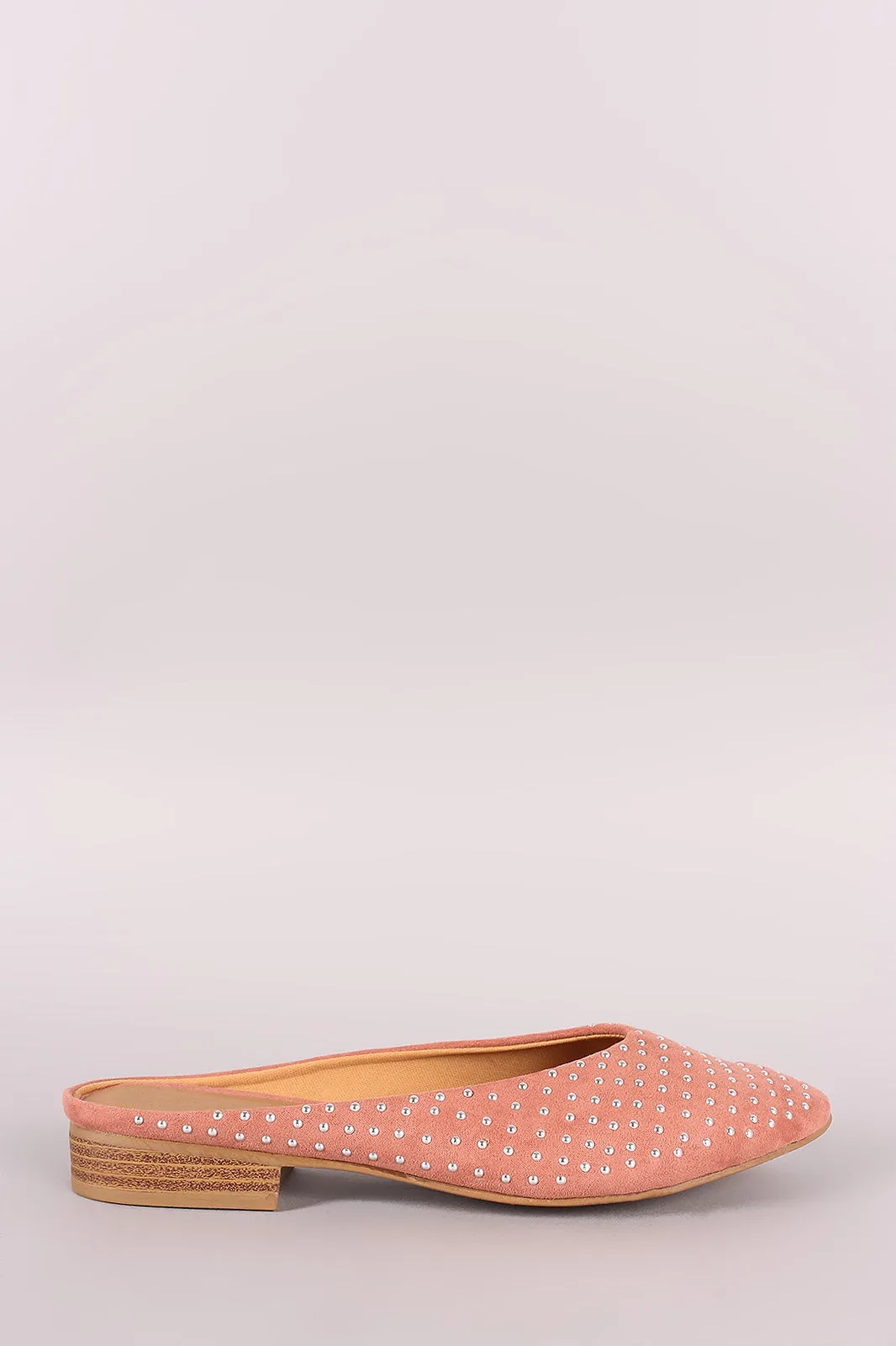 Qupid Studded Suede Slide-On Mules