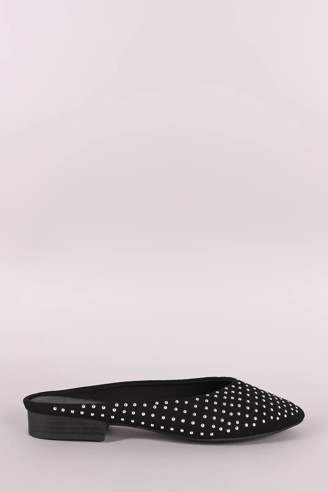 Qupid Studded Suede Slide-On Mules