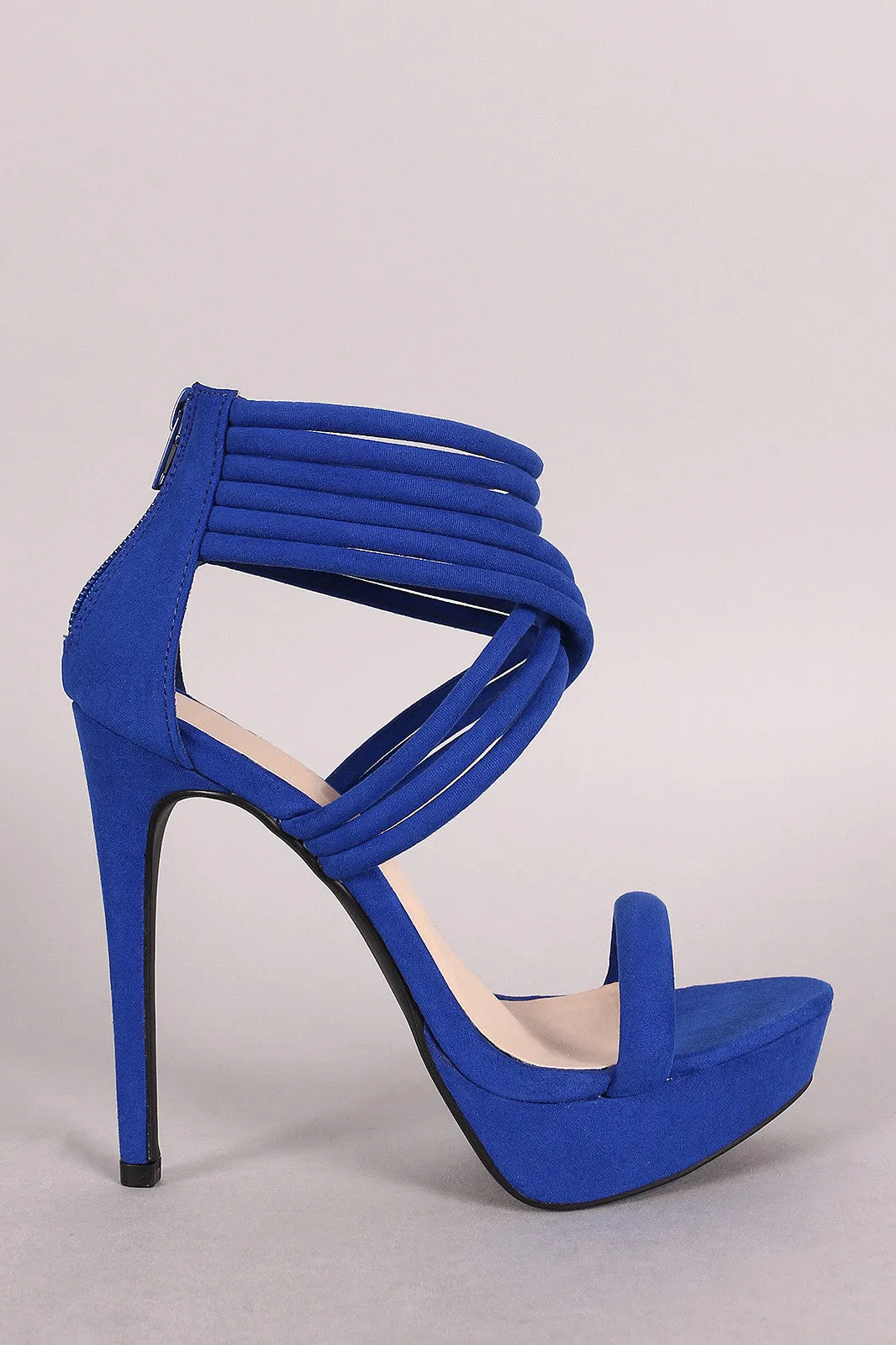 Qupid Suede Strappy Stiletto Platform Heel