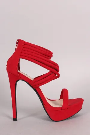 Qupid Suede Strappy Stiletto Platform Heel