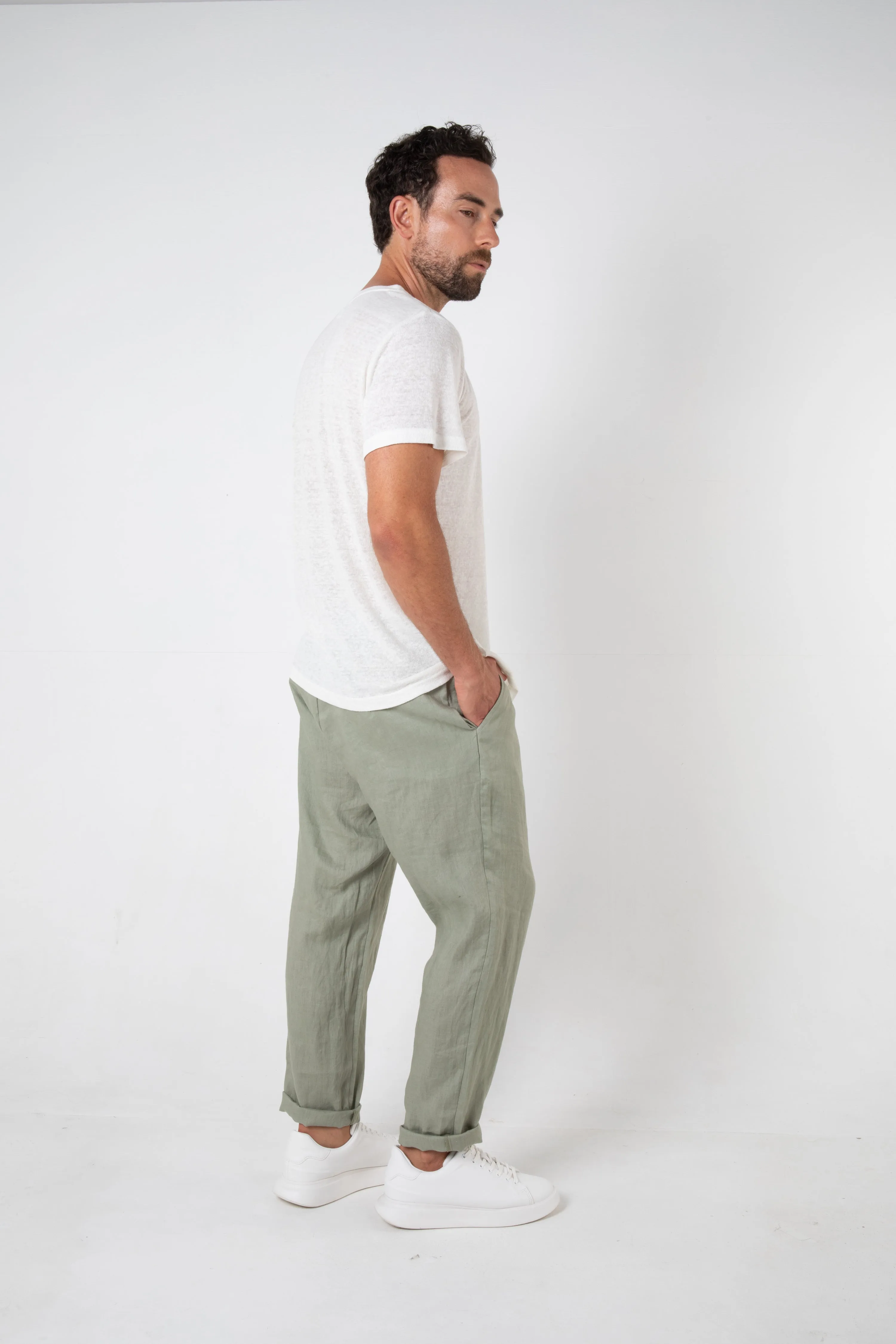 RAVELLO LINEN PANT - SAGE