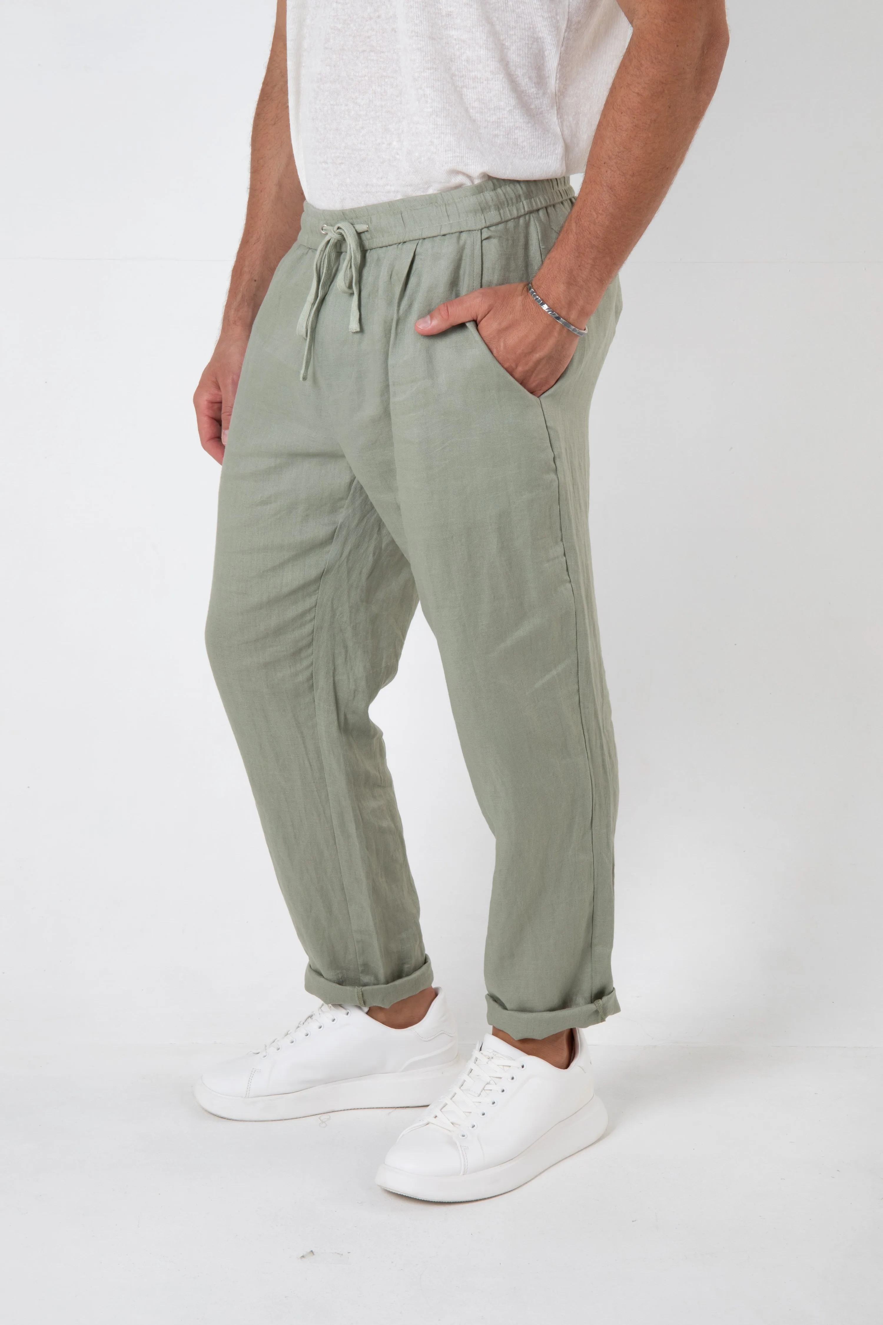 RAVELLO LINEN PANT - SAGE