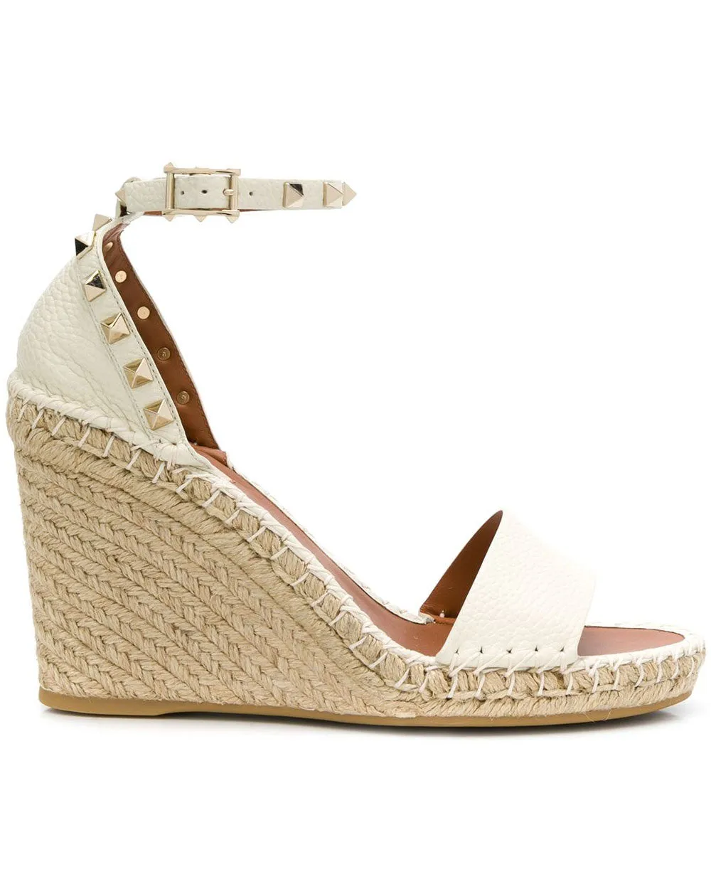 Rockstud Espadrille Wedge in Ivory