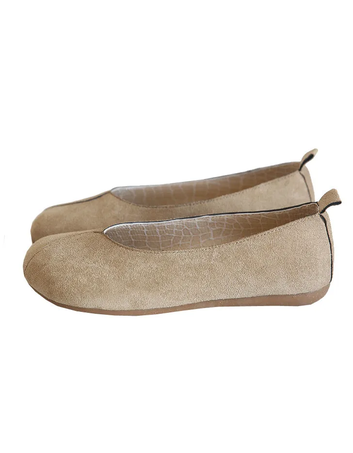 Round Toe Suede Slip-on Flats