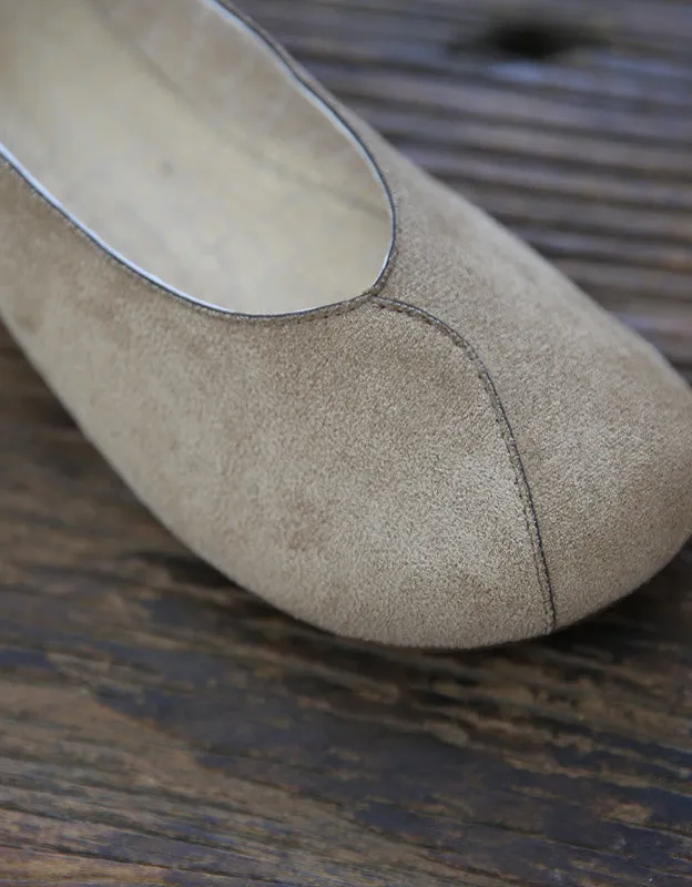 Round Toe Suede Slip-on Flats