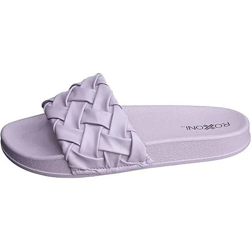 Roxoni Faux Leather Slides, Trendy Slides for Women