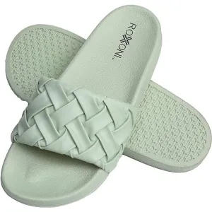 Roxoni Faux Leather Slides, Trendy Slides for Women