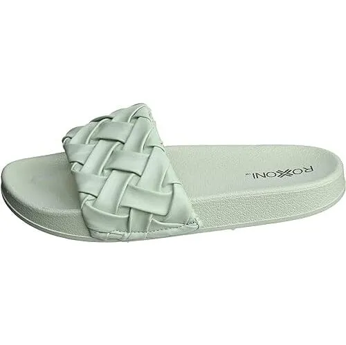 Roxoni Faux Leather Slides, Trendy Slides for Women