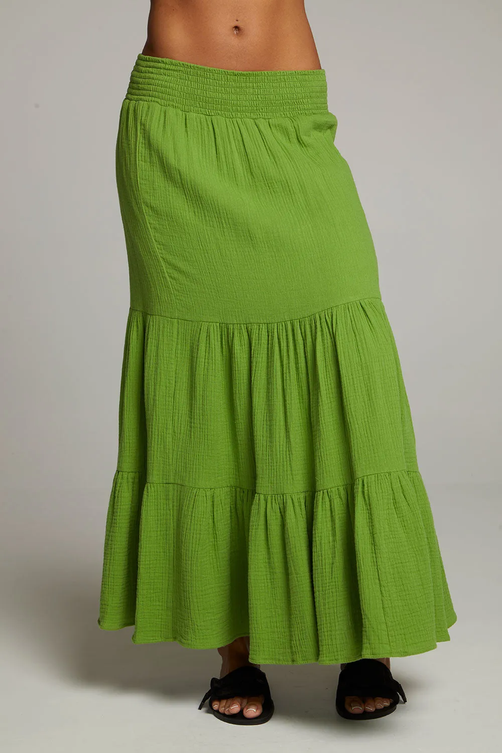 Seal Piquant Green Maxi Skirt