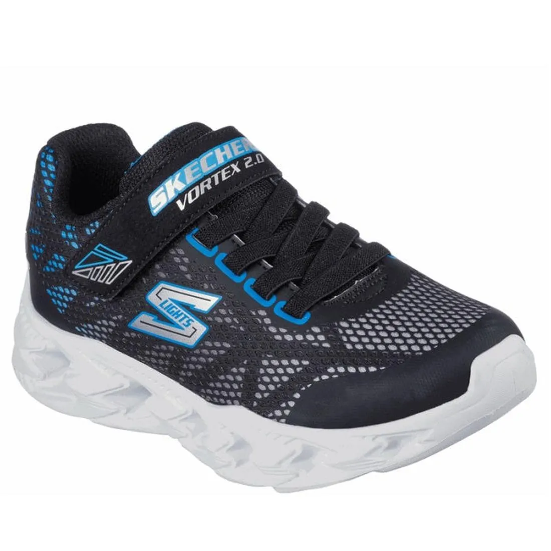 Skechers Vortex 2.0 Black Blue Boys Light Up Trainer