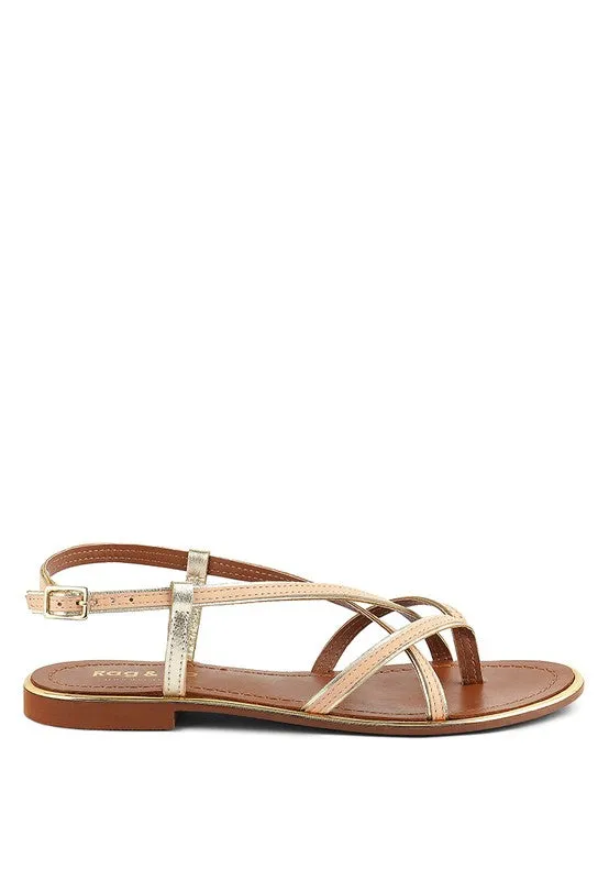 Sole Mates Leather Strappy Flat Thong Sandals