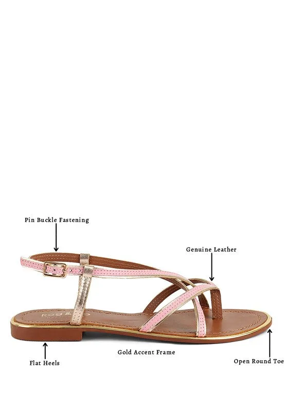 Sole Mates Leather Strappy Flat Thong Sandals