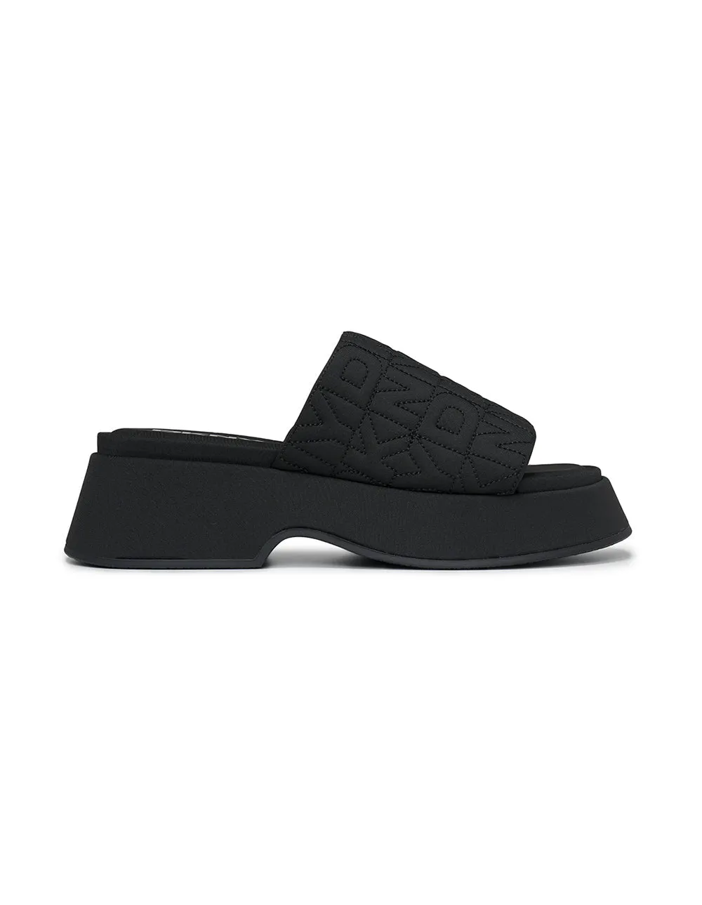 Stitched Logo Satin Neoprene Flatforms