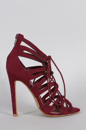 Suede Strappy Corset Lace Up Stiletto Heel