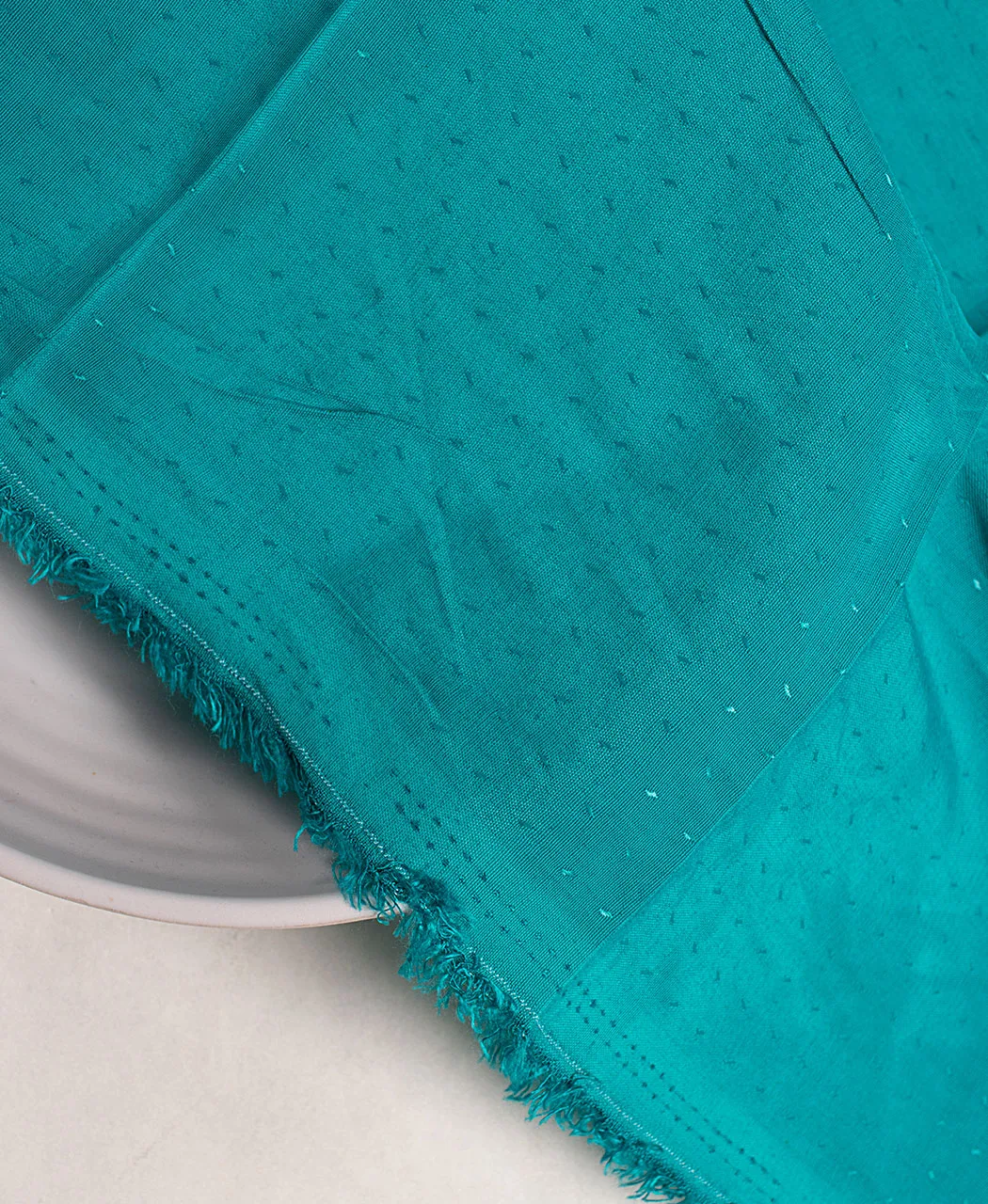 Teal Plain Dobby Rayon Fabric