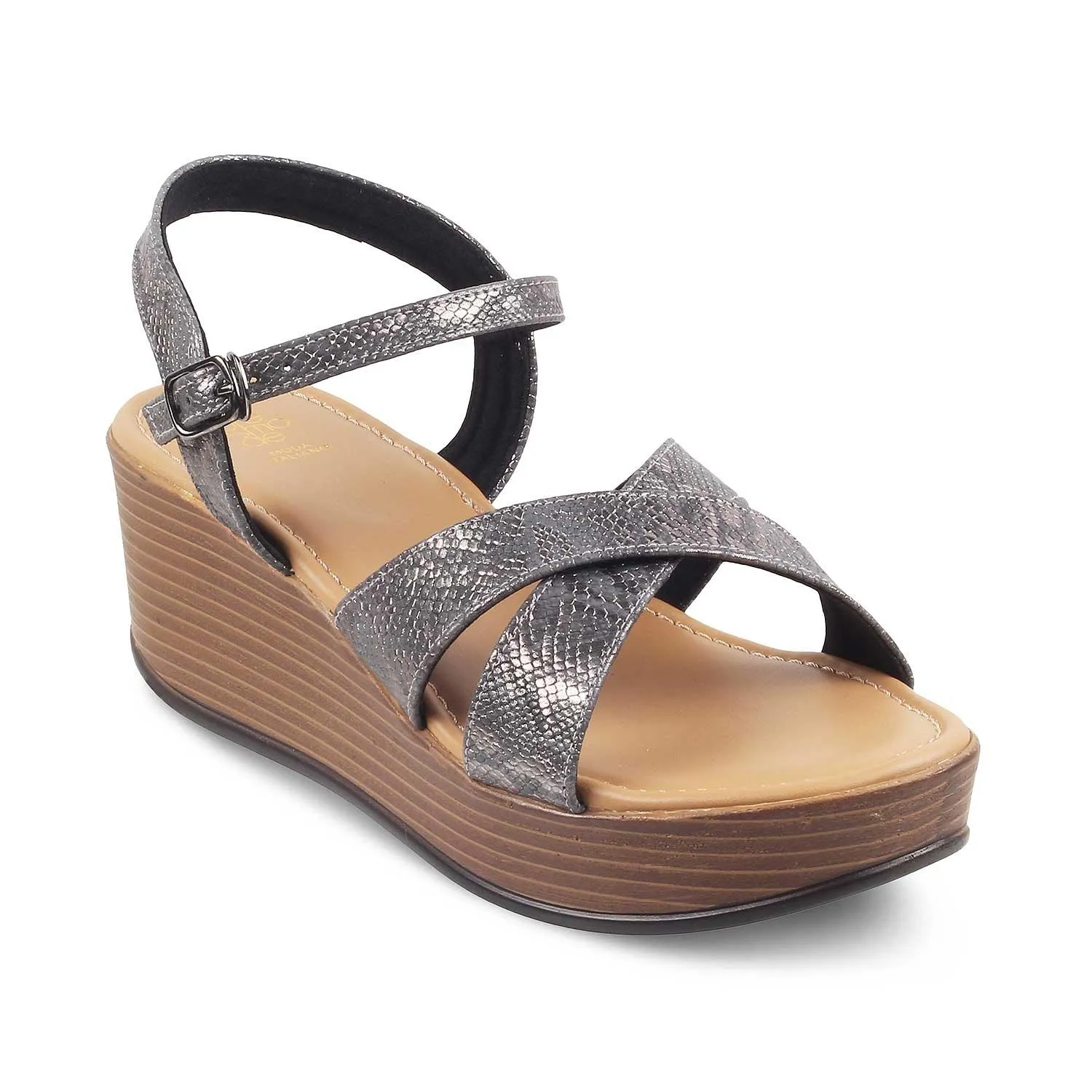 The Avignon Pewter Women's Dress Wedge Sandals Tresmode