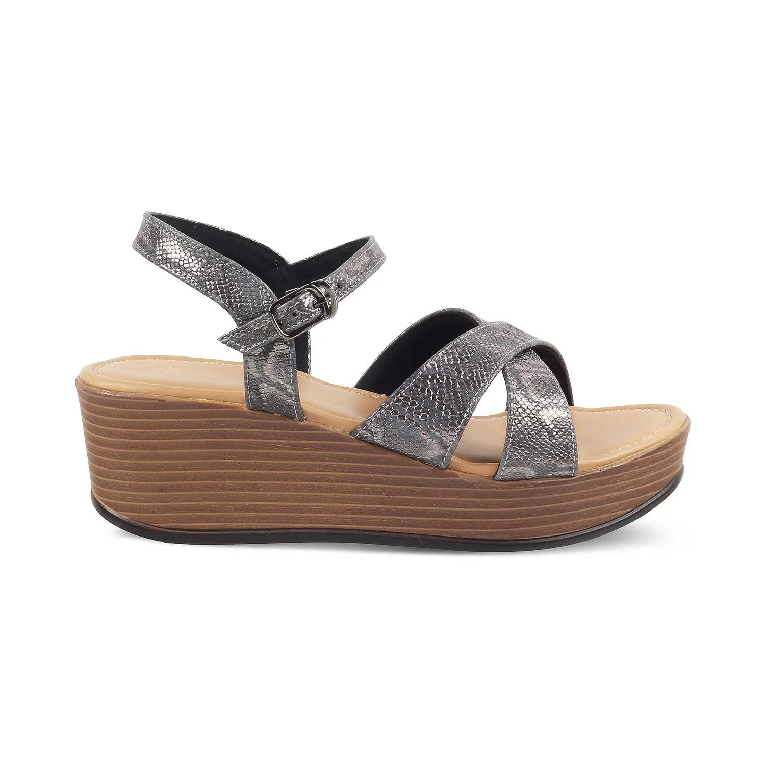 The Avignon Pewter Women's Dress Wedge Sandals Tresmode