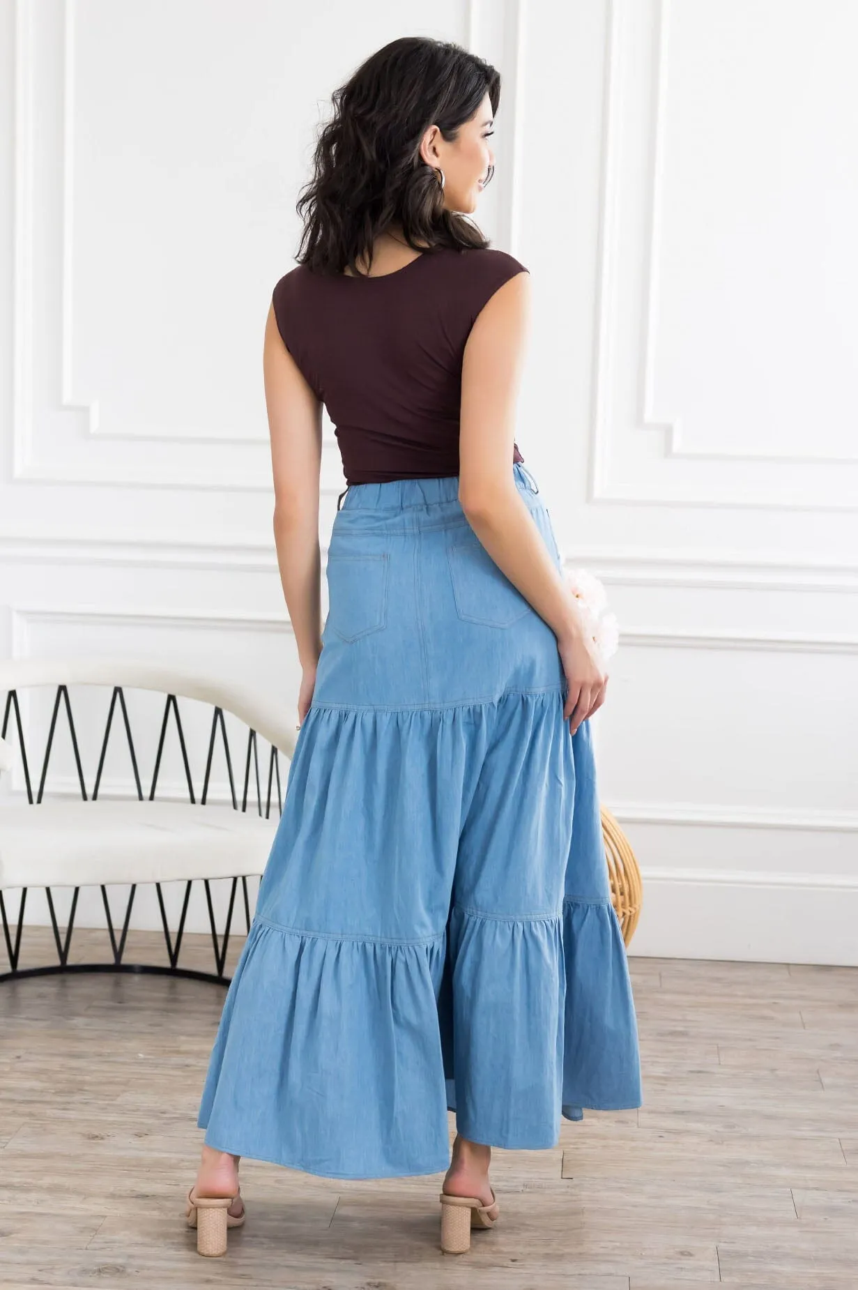 The Fiesta Denim Tiered Skirt