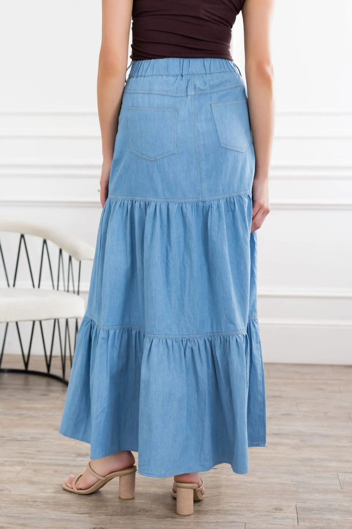 The Fiesta Denim Tiered Skirt