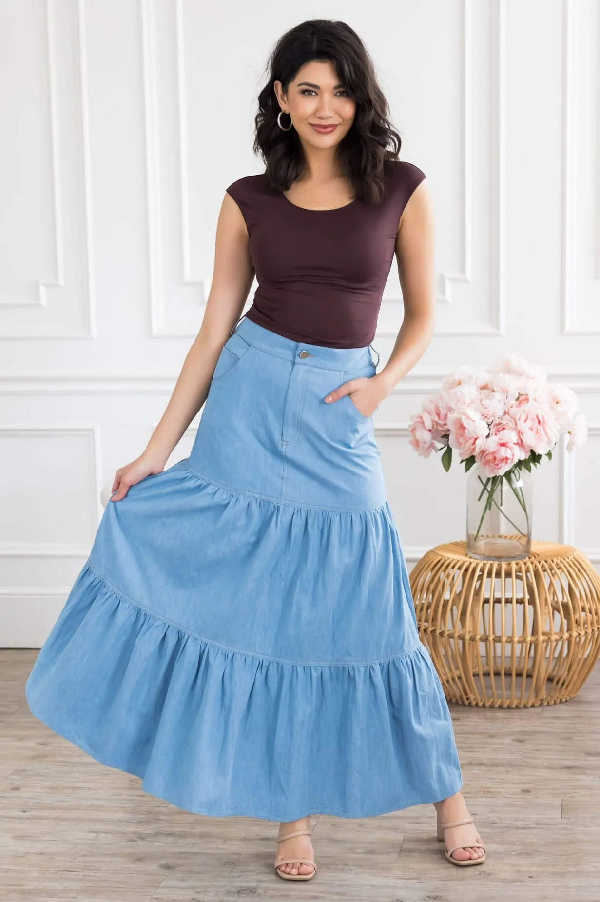 The Fiesta Denim Tiered Skirt