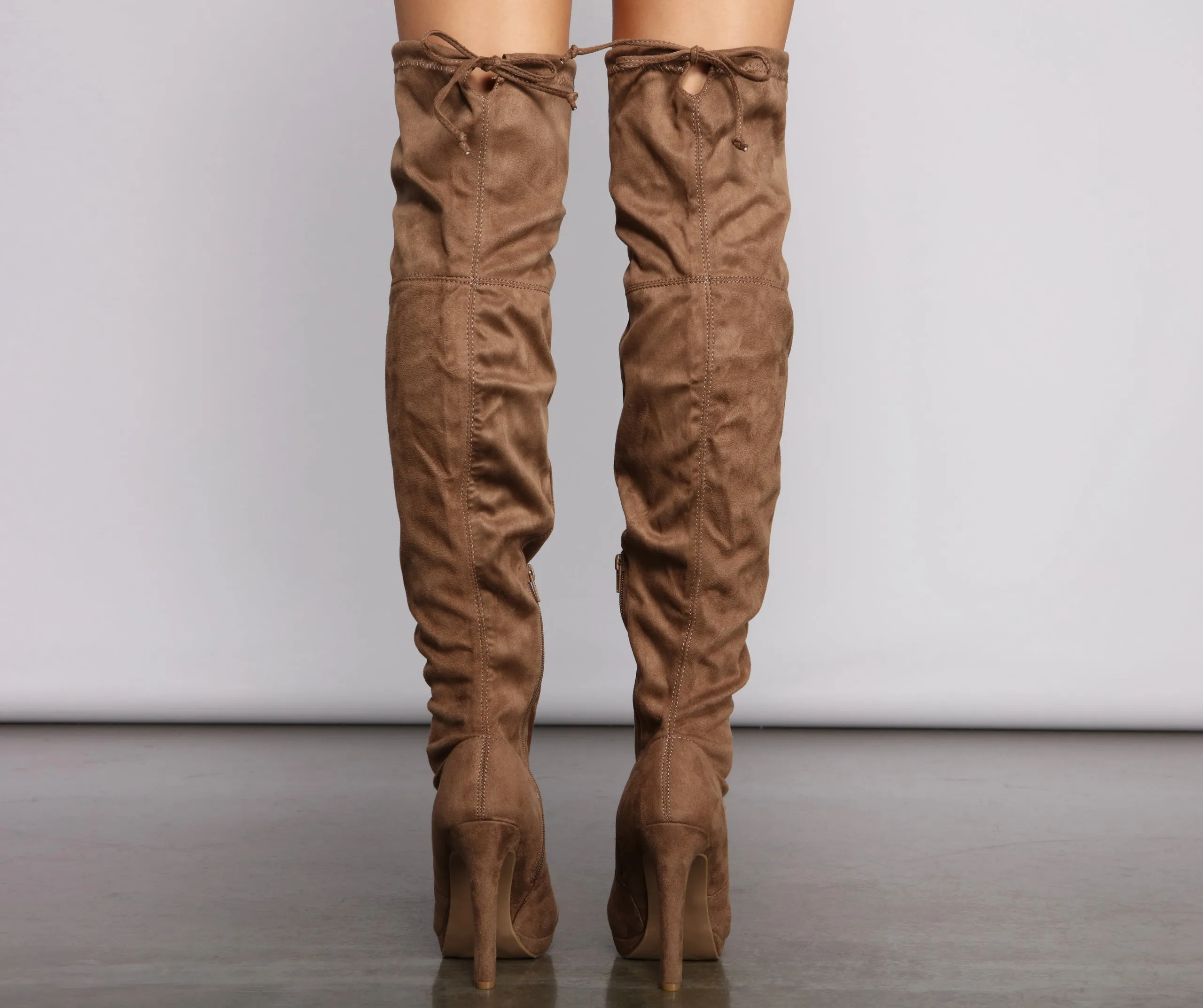 Thigh High Faux Suede Stiletto Boots