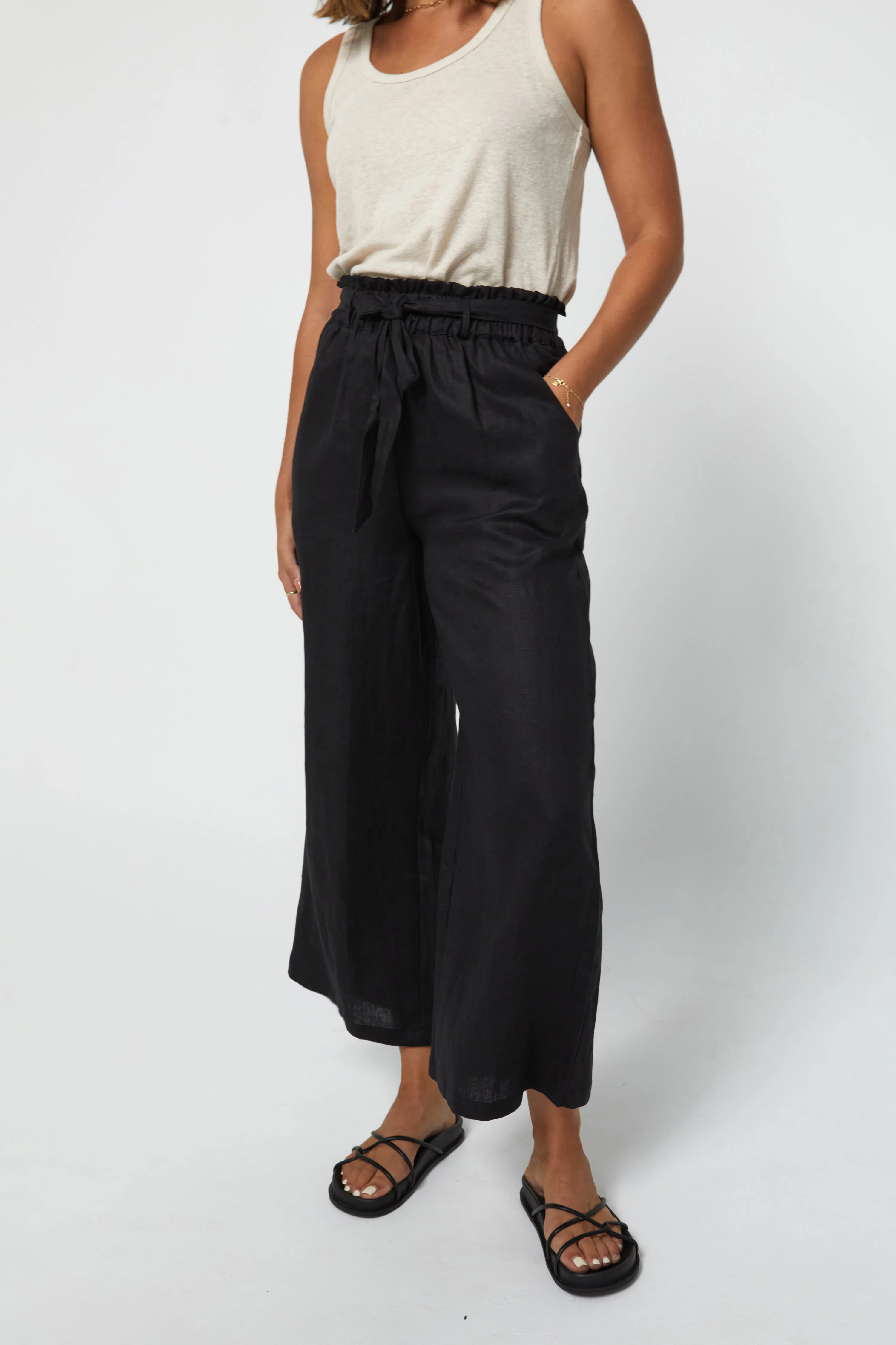 TYLER LINEN PANT - BLACK