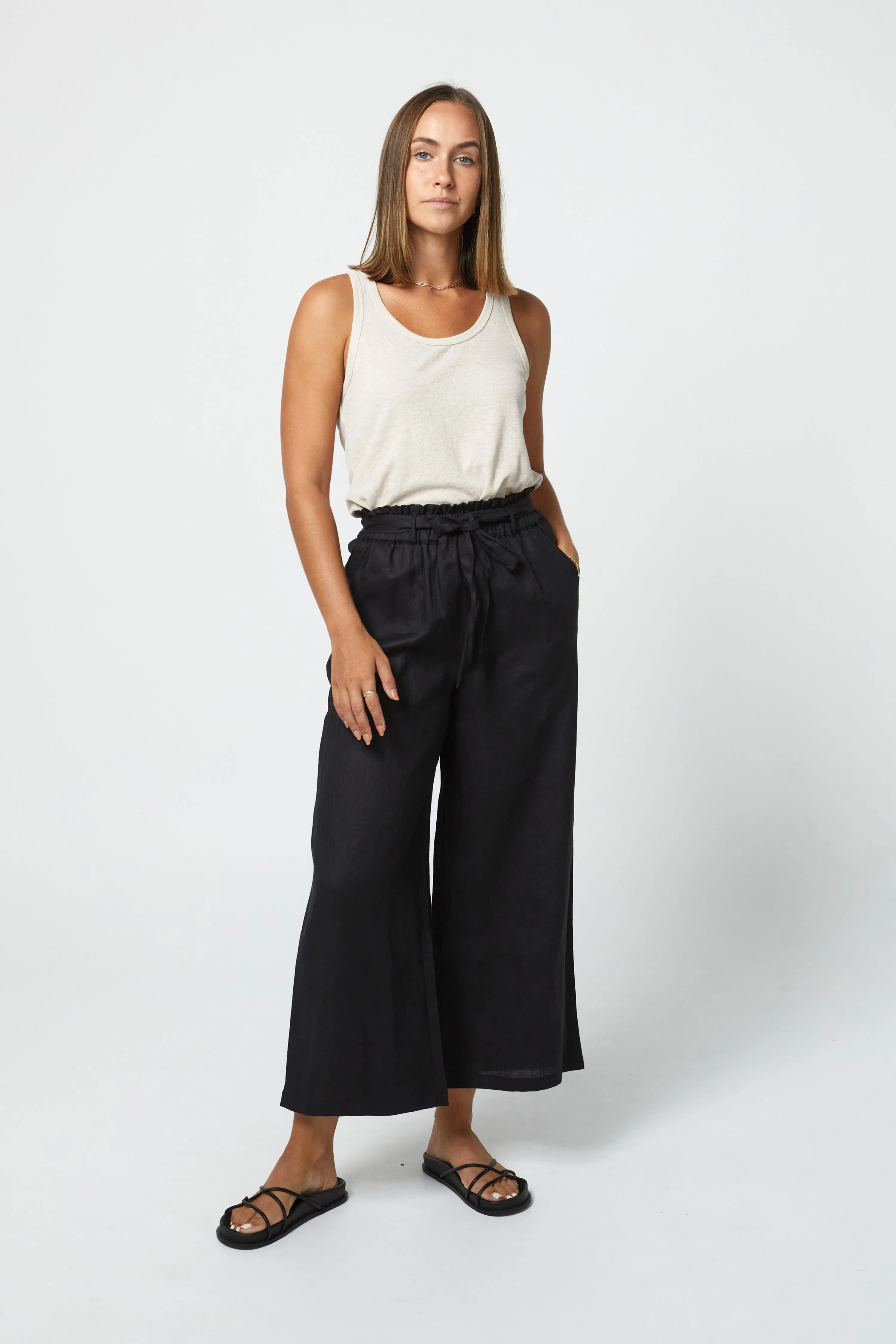 TYLER LINEN PANT - BLACK