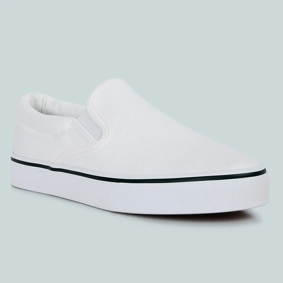 White Slip On Canvas Sneakers