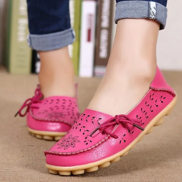 Women Flats Women Genuine Leather Shoes Slip On Loafers Woman Soft Nurse Ballerina Shoes