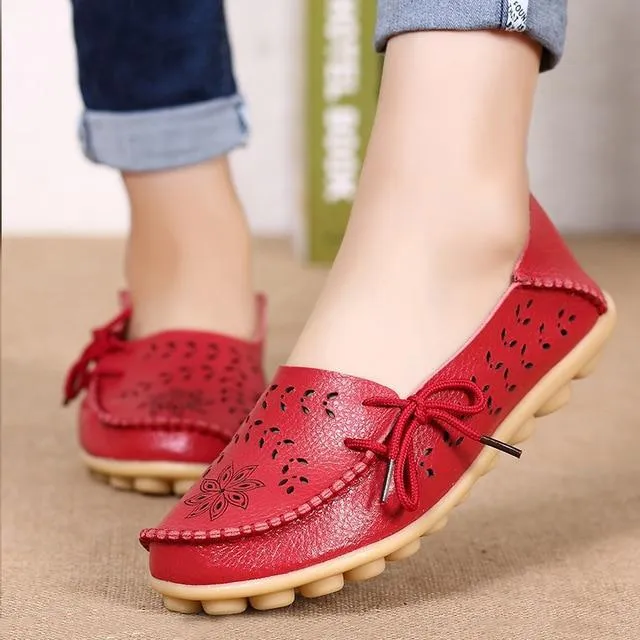 Women Flats Women Genuine Leather Shoes Slip On Loafers Woman Soft Nurse Ballerina Shoes