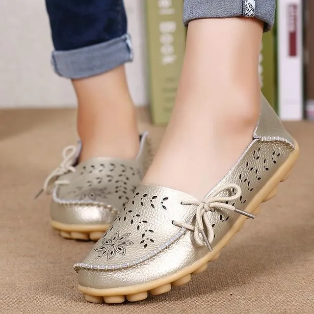 Women Flats Women Genuine Leather Shoes Slip On Loafers Woman Soft Nurse Ballerina Shoes