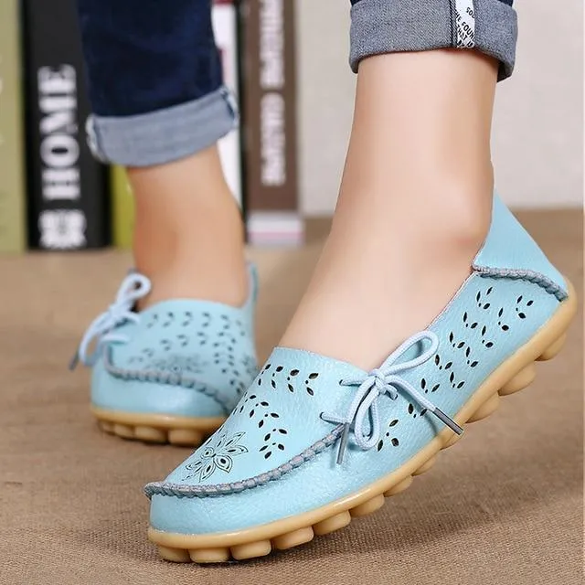 Women Flats Women Genuine Leather Shoes Slip On Loafers Woman Soft Nurse Ballerina Shoes